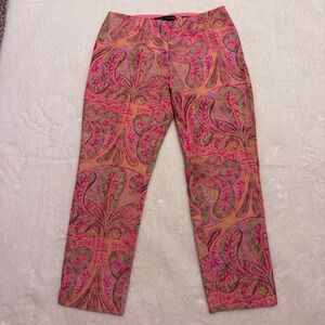Ralph Lauren Pink 100% Silk Luxury Flat Front Pants Women's Size 10 Black Label